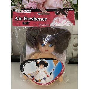 Vintage Fibre Craft Brunette Blue Air Freshener‎ Doll Body Crochet Pattern NIB